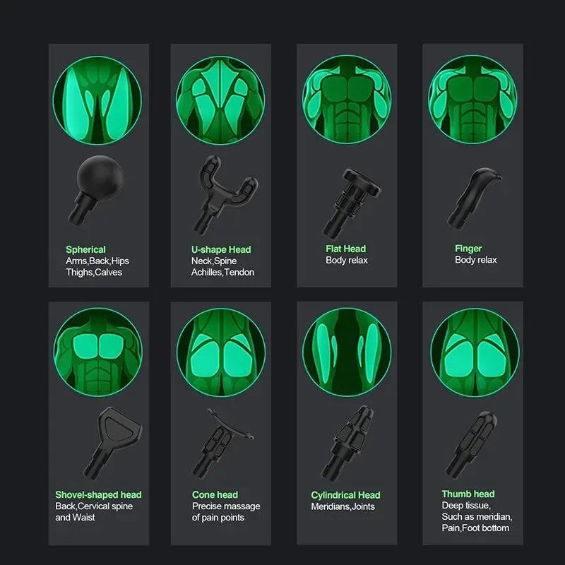 AUREVON Massage Gun — 8 Interchangeable Heads